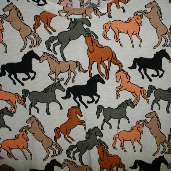 Price FIRM H & M Horses Scoop Neck Tee Size Large - Picture 2 of 3